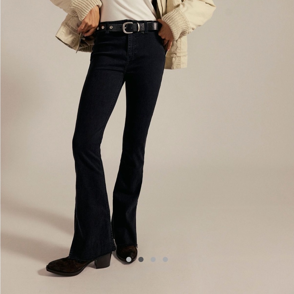 We The Free Level Up Slit Slim Flare Jeans in Black